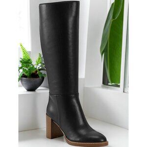 Marc Fisher Gabey 3 Women's Black Faux Leather Wide Calf Knee High Boots NIB